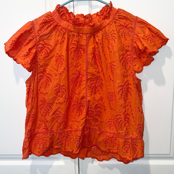 Anthro Jennifer & Grace Orange Eyelet Blouse
Cotton Boho Romantic Top L - Picture 3 of 9